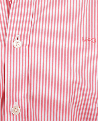 Overhemd Poplin Stretch Streep | Coral Red