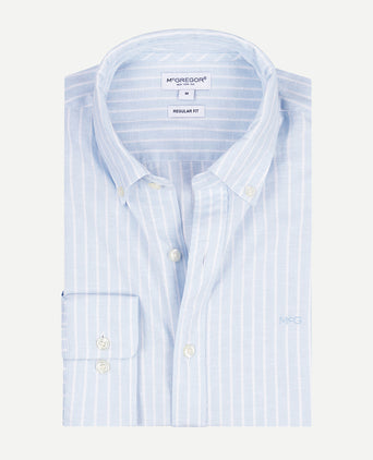 Overhemd Gestreept Linnen Katoen | Light Blue