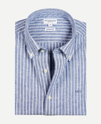 Overhemd Gestreept Linnen Katoen | Vintage Blue