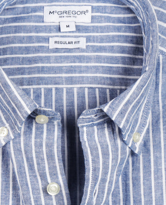 Overhemd Gestreept Linnen Katoen | Vintage Blue