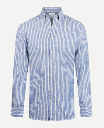 Overhemd Gestreept Linnen Katoen | Vintage Blue