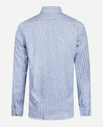 Overhemd Gestreept Linnen Katoen | Vintage Blue