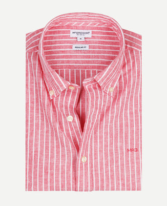 Overhemd Gestreept Linnen Katoen | Red
