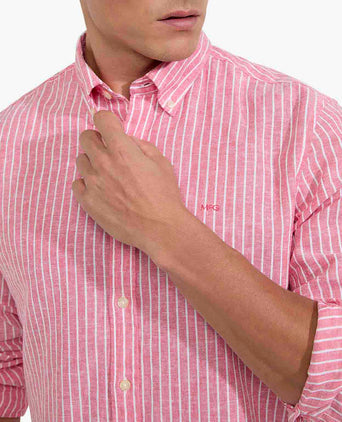 Overhemd Gestreept Linnen Katoen | Red