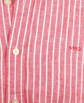 Overhemd Gestreept Linnen Katoen | Red