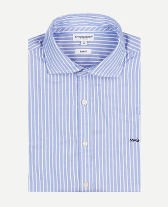 Overhemd Slim Fit Streep | Medium Blue