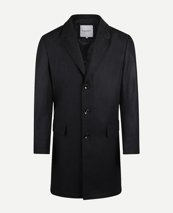 Checked Wool Overcoat | Navy