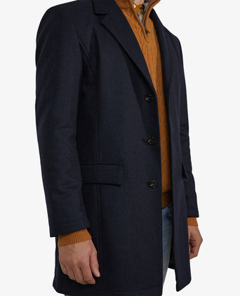 Checked Wool Overcoat | Navy