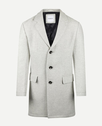 Herringbone Wool Overcoat | Medium Grey Melange