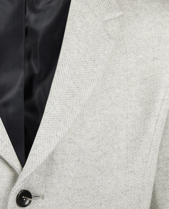 Herringbone Wool Overcoat | Medium Grey Melange
