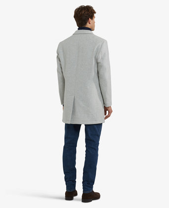 Herringbone Wool Overcoat | Medium Grey Melange