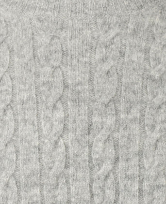 Sweater Lambswool Round Neck Cable Pattern | Medium Gray Melange