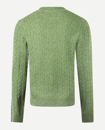 Trui Lamswol Rondehals Kabelpatroon | Moss Green