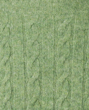 Trui Lamswol Rondehals Kabelpatroon | Moss Green