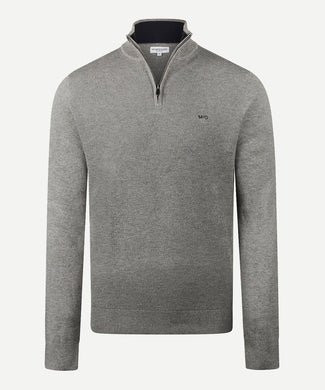 Half-Zip Sweater Cotton Merino Wool | Medium Grey Melange Half-Zip Sweater Cotton Merino Wool | Medium Grey Melange