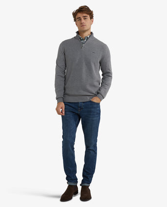 Half-Zip Sweater Cotton Merino Wool | Medium Grey Melange