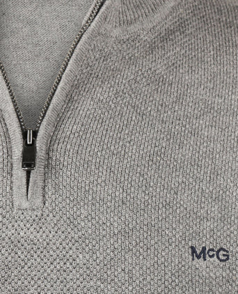 Half-Zip Sweater Cotton Merino Wool | Medium Grey Melange