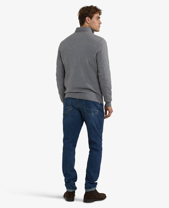 Half-Zip Sweater Cotton Merino Wool | Medium Grey Melange