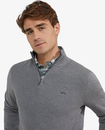 Half-Zip Sweater Cotton Merino Wool | Medium Grey Melange