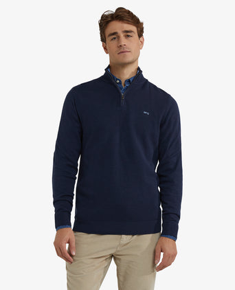 Half-Zip Sweater Cotton Merino Wool | Navy