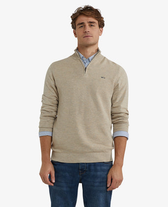 Half-Zip Sweater Cotton Merino Wool | Sand