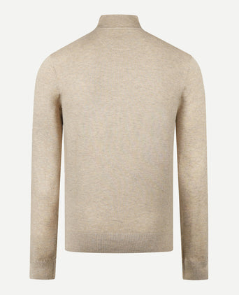 Trui Half-Zip Katoen Merinowol | Sand