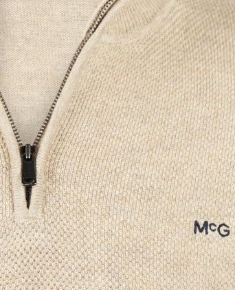 Trui Half-Zip Katoen Merinowol | Sand