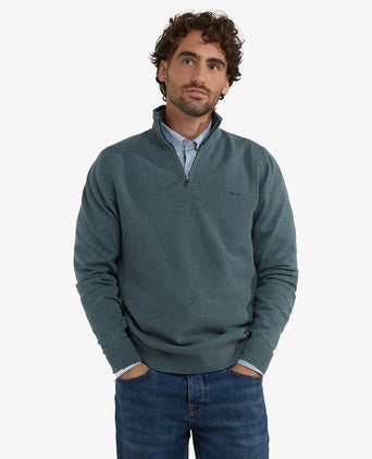 Half-Zip Sweater Cotton Merino Wool | Winter Sage