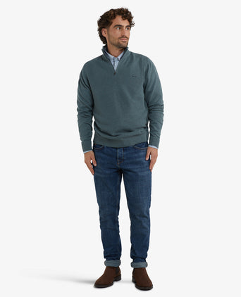 Trui Half-Zip Katoen Merinowol | Winter Sage