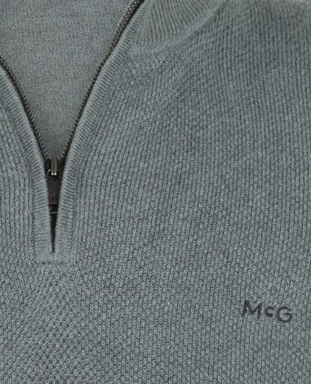 Trui Half-Zip Katoen Merinowol | Winter Sage