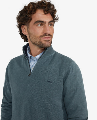 Trui Half-Zip Katoen Merinowol | Winter Sage