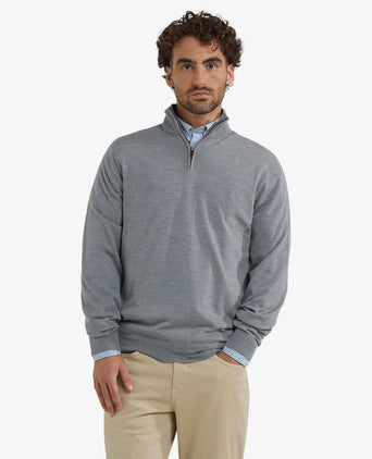 Sweater Half-Zip Luxury Merino Wool | Medium Gray Melange