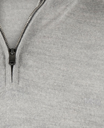 Sweater Half-Zip Luxury Merino Wool | Medium Gray Melange