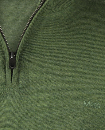 Half-Zip Sweater Luxury Merino Wool | Moss Green