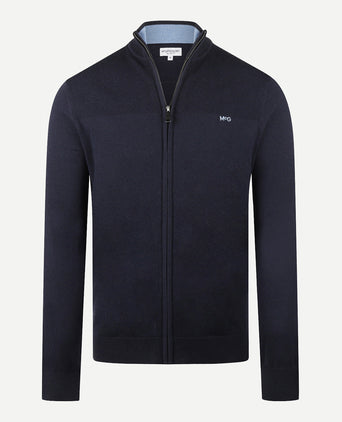 Zip-up vest cotton merino wool | navy