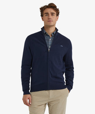 Zip-up vest cotton merino wool | navy Zip-up vest cotton merino wool | navy