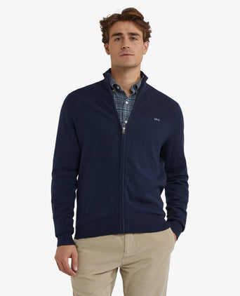 Zip-up vest cotton merino wool | navy