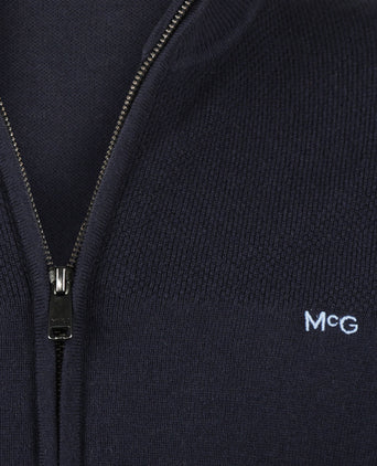 Zip-up vest cotton merino wool | navy