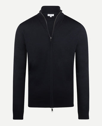 Zipper cardigan Luxury Merino wool | Navy