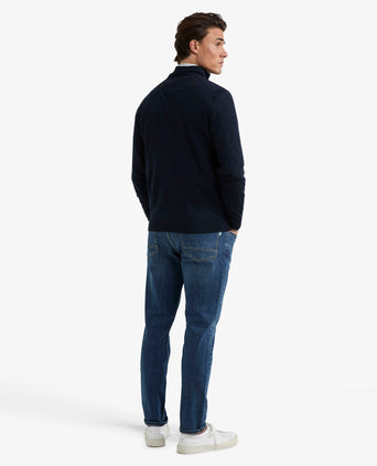 Zipper cardigan Luxury Merino wool | Navy