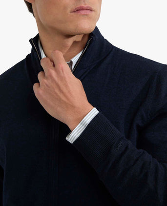 Zipper cardigan Luxury Merino wool | Navy