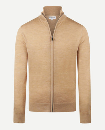 Zipper cardigan Luxury Merino wool | Camel