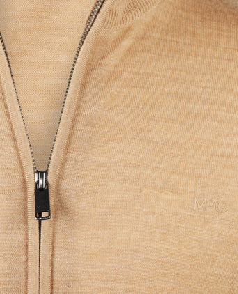 Zipper cardigan Luxury Merino wool | Camel