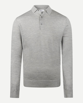 Polo sweater Luxury Merino Wool Long Sleeve | Medium Gray Melange
