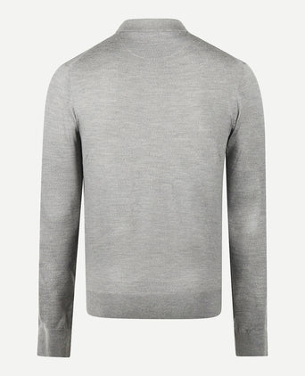 Polo sweater Luxury Merino Wool Long Sleeve | Medium Gray Melange