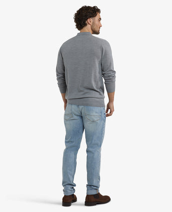 Polo sweater Luxury Merino Wool Long Sleeve | Medium Gray Melange