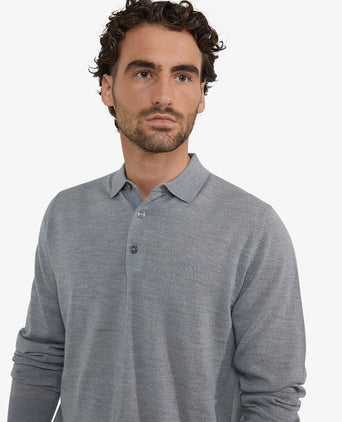 Polo sweater Luxury Merino Wool Long Sleeve | Medium Gray Melange
