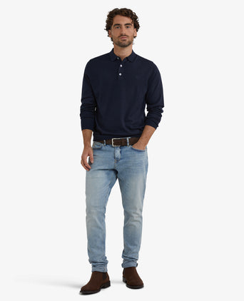 Polo sweater Luxury Merino Wool Long Sleeve | Navy