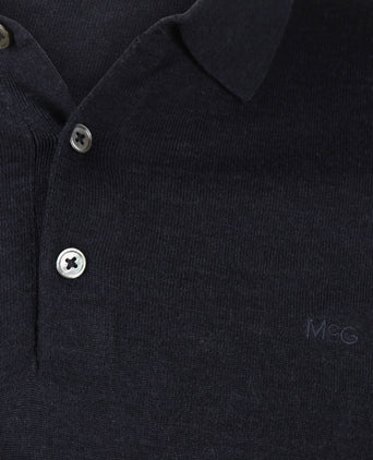 Polo sweater Luxury Merino Wool Long Sleeve | Navy