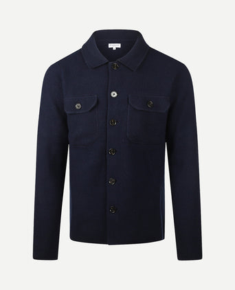 Button-down cardigan wool mix | navy